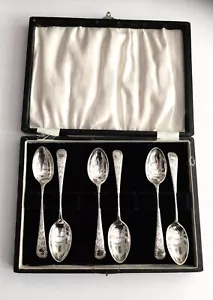 Excellent Cased Set Of Solid Silver Tea Spoons- Joesph Rodgers 1911 -VGC- 107 gm - Picture 1 of 6