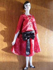  Flapper Doll in Red Dress Approx 21 inches (54cm) Tall Free P & P