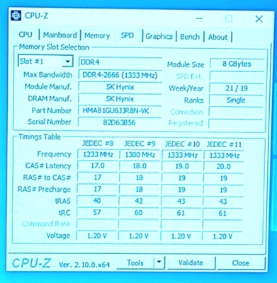 HMA81GU6JJR8N-VK SK hynix 8GB DDR4 1Rx8 PC4-2666V-UA2 DIMM 2666MHz Desktop RAM - Image 1 of 3