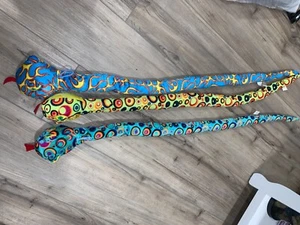3 Plush Multi colored Snakes Carnival Prize 40” - Picture 1 of 3