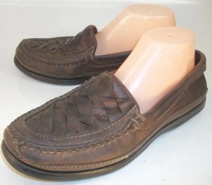 Johnston & Murphy Mens Shoes US 8 M Brown Woven Leather Casual Loafers 461 - Picture 1 of 8