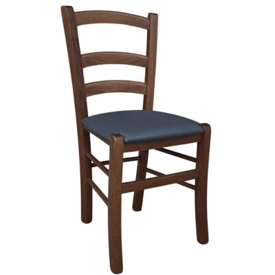 Sedia legno venezia noce scuro con seduta similpelle imbottita grigio antracite - Immagine 1 di 4