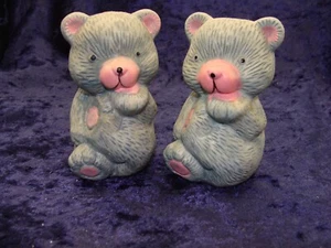 Bears w/Pink Noses ~ Pink Ears ~ Pink Feet ~ Salt & Pepper Shakers ~VGC~3.5” - Picture 1 of 5