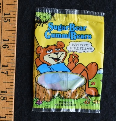 [ 1980s Sugar Bear Gummi Bears Package - Vintage Post Cereal Candy Wrapper ] - Image 1 of 3