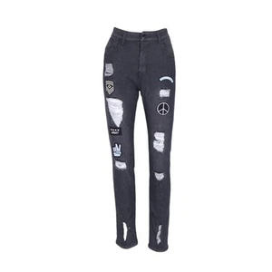 Mode Strassen Mode Männer Jeans Trend Knie Knie Loch Zerrissene Jeans Hose 6865 - Bild 1 von 10