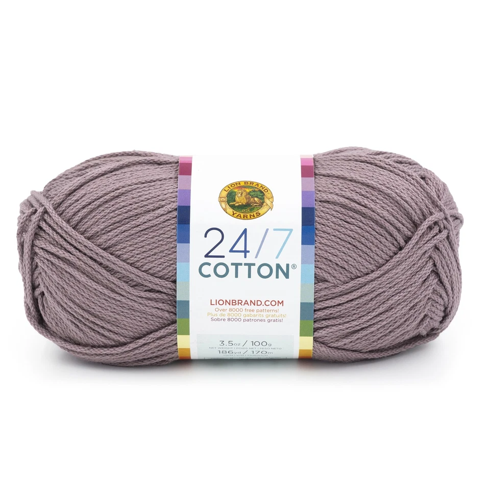 Lion Brand 24/7 Cotton Yarn-Vintage Lilac - 3 Pack