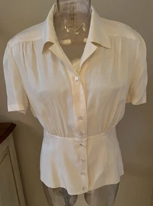 Blusa Escada Vintage Marfil Seda Talla 34 ~Perfecta~ - Imagen 1 de 6