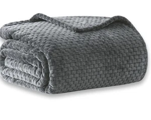 Grey Fleece Throw Blanket for Couch and Bed, 50x60 Inches Soft Cozy 3D - Picture 1 of 6
