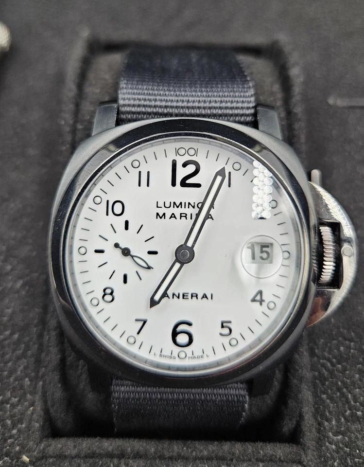 Panerai 49 Luminor Marina 40 mm White Dial Custom DLC PAM00049 PAM 00049 PAM49 - Image 1 of 4
