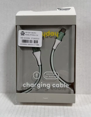 Heyday Micro USB to USB-A Braided Cable - 6ft, Mint/White - Image 1 of 4