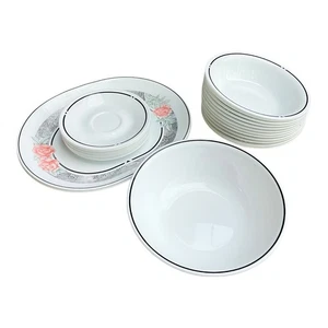 Vintage Corelle Silk & Roses Lot Of 24 Corning Saucers Bowls Serving Platters - Picture 1 of 5