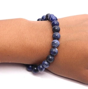 Natural Blue Sodalite Beaded Bracelet | Sodalite Bracelet, 8mm Gemstone Beads, - Picture 1 of 5