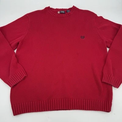 Chaps Red Crewneck Sweater Long Sleeve Cotton Mens Size X-Large XL - Image 1 of 4