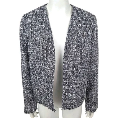 Adrienne Vittadini Tweed Open Front Blazer Suit Jacket Womens XL Black White - Image 1 of 4
