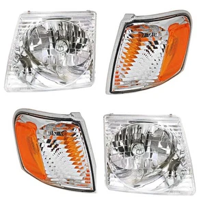 Headlights Head Lamps and Corner Lights Kit For 2001-05 Ford Explorer Sport Trac - Picture 1 of 12