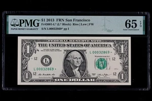 LOW 80K RUN 1, $1 2013 Star PMG 65 EPQ FRN L00032869* one dollar, San Francisco - Picture 1 of 4