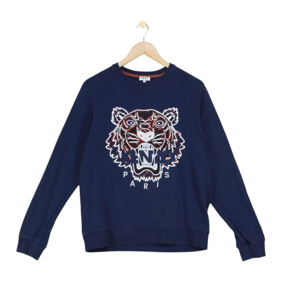 Sudadera Kenzo Tiger Hombre Talla S Azul Bordada Hecha en Portugal Foto 1 de 4