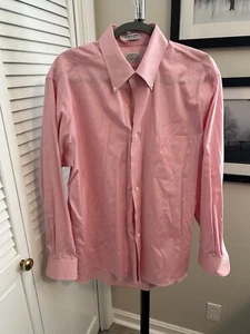 Eagle Shirtmakers Men's Pink Long-Sleeve Wrinkle-Free Dress Shirt 17 34/35 - Picture 1 of 4