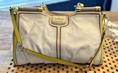 Coach Madison Lime Green & Beige Leather Handbag!! Unique! - Image 1 of 4