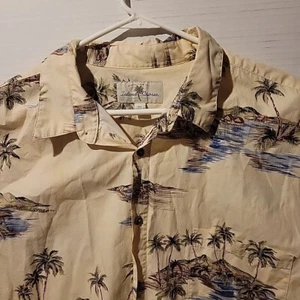 Island Shores Gr. XL Hawaii Palmen Luau Camp Hemd Knopfleiste creme - Bild 1 von 7