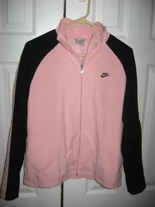 Windbreaker-Jacke Damen rosa mit schwarzem NIKE Reißverschluss vorne gefüttert Medium - Bild 1 von 2