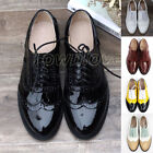 Women's Patent Leather Wingtip Brogues Shoes Casual Lace-Up Shoes Oxfords Shoes
