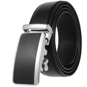 HJones Hot Sale Men's Real Leather Belt Automatic Buckle Belt Ratchet Strap Gift - Foto 1 di 4