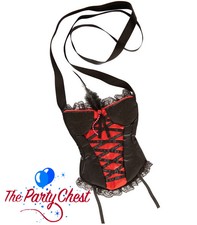 BURLESQUE CORSET NOVELTY HANDBAG Black Red Burlesque Fancy Dress Bag Purse 8806