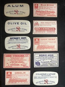 Old Medicine Labels 1 -1/4 x 2 -1/4 Authentic,no reprints, -B - Picture 1 of 2