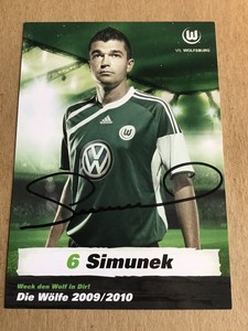 Jan Simunek, Czech Republic 🇨🇿 VfL Wolfsburg 2009/10 hand signed