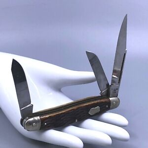 Jigged Handle Pocket Knife 3 Blade Japan Stainless Steel