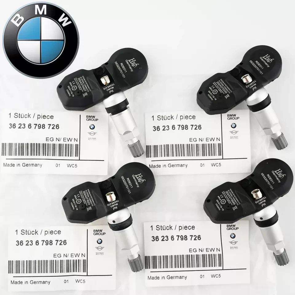 4Pcs Genuine OEM Tire Pressure Sensor TPMS For BMW E82E90E60 E66 E70 X3 X5 X6 Z4 Foto 1 de 4