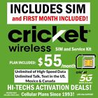 CRICKET SIM + SERVICE ⭐ INCLUDES 30 DAYS UNLIMITED T/ T/ 5G DATA !! ⭐ FAST SHIP