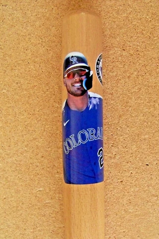 Colorado Rockies Kris Bryant blonde wood mini baseball bat 18"  c40407 Cover