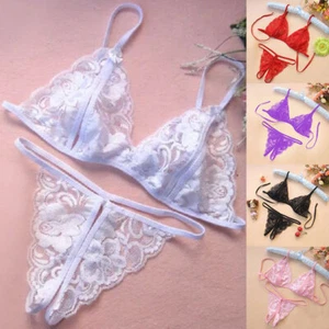 Reggiseno lingerie sexy mutandine mutandine slip bikini pigiama pizzo donna babydoll - Foto 1 di 16