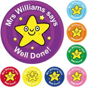 144 Personalised Well Done Star Reward Stickers for School Teachers, Children, P - Picture 1 of 16
