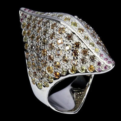 925 Anello Argento Sterling Rotondo Zaffiro Naturale Pietra Gioielli Misura - Immagine 1 di 4