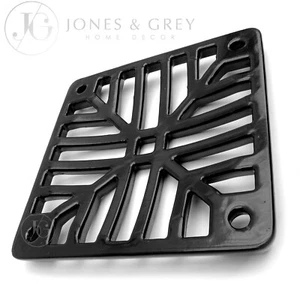 SQUARE 6" INCH 150mm METAL DRAIN COVER GULLY GRID GRATE LID CAP LEAF PLATE BLACK - Picture 1 of 2