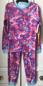 Tucker + Tate Kids Fitted Cotton Pajamas in Pink Confetti Multi Tie Dye Size 7 - Picture 1 of 4