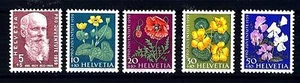 SWITZERLAND - SVIZZERA - 1959 - "Pro Juventute": 50° morte di Karl Hilty; fiori - Imagen 1 de 1