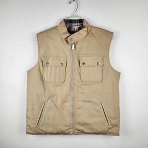 Vintage Unbranded Mens Large Flannel Lined Hunting Vest Zip Front Pockets - Picture 1 of 8