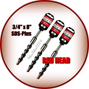 3 x RED HEAD SDS-Plus Drill Bits 3/4-in x 8-in Carbide Masonry - 11497 Fast Mail - Picture 1 of 1