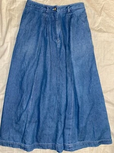 Vintage Susan Bristol denim maxi skirt modest preppy cottagecore pockets zipper - Picture 1 of 4