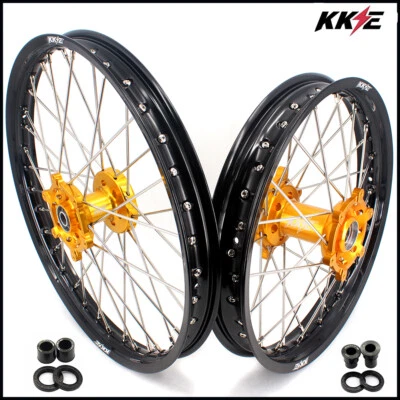 KKE 21-18 Wheels Rims Set Fit SUZUKI DRZ400S 2000-2025 DRZ400SM DRZ400/400E Gold - Image 1 of 4