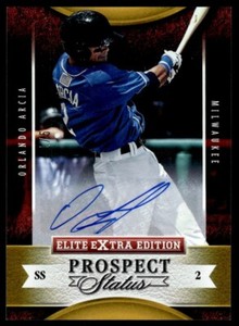 Orlando Arcia 2015 Panini Elite Extra Edition Prospect Status Gold Auto 1/5