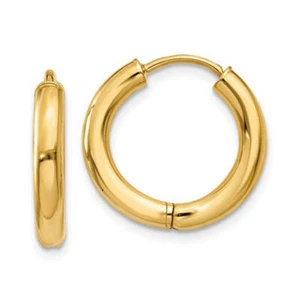 14K Yellow Gold Hinged Endless Huggie Hoop Earrings(2.5mm Tube)(2 sizes) - Picture 1 of 9