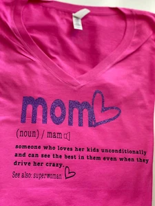 Mother T-shirt Sister BFF Custom Meaning Pink Mother’s Day Mom Mommy Glitter - Picture 1 of 7