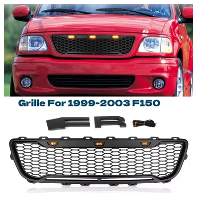Front Grille For 1999-2003 F150 F-150 Raptor Style ABS Upgrade Grill W/LED Light Foto 1 de 4