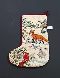 National Wildlife Federation Christmas Stocking Needlepoint Woodland Animals - Picture 1 of 13