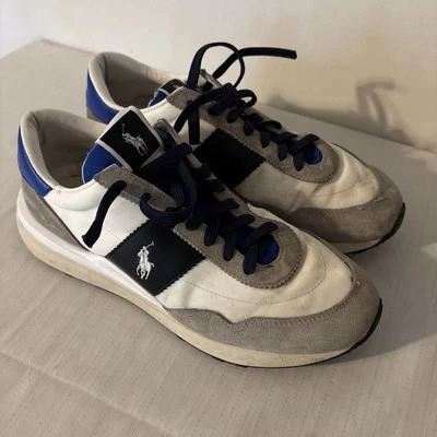 Polo Ralph Lauren Shoes Train 89 Mens Sz 9 EU 42 White Blue Sneakers Rare - Image 1 of 4